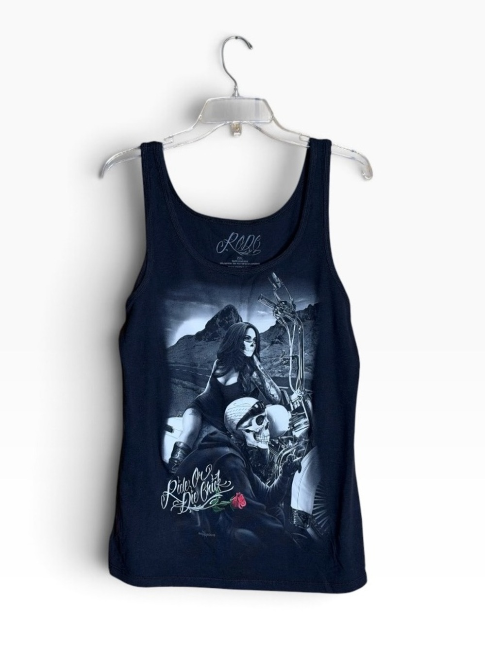 DGA David Gonzales Ride Or Die Chick Tank Top 2XL Biker Skull Motorcycle